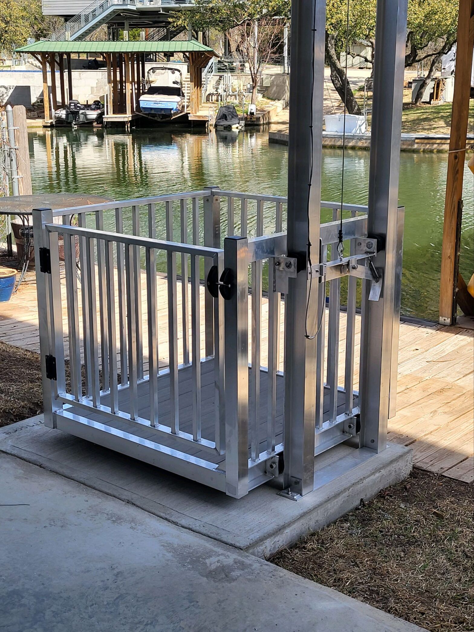cargo lift installed on a boat slip