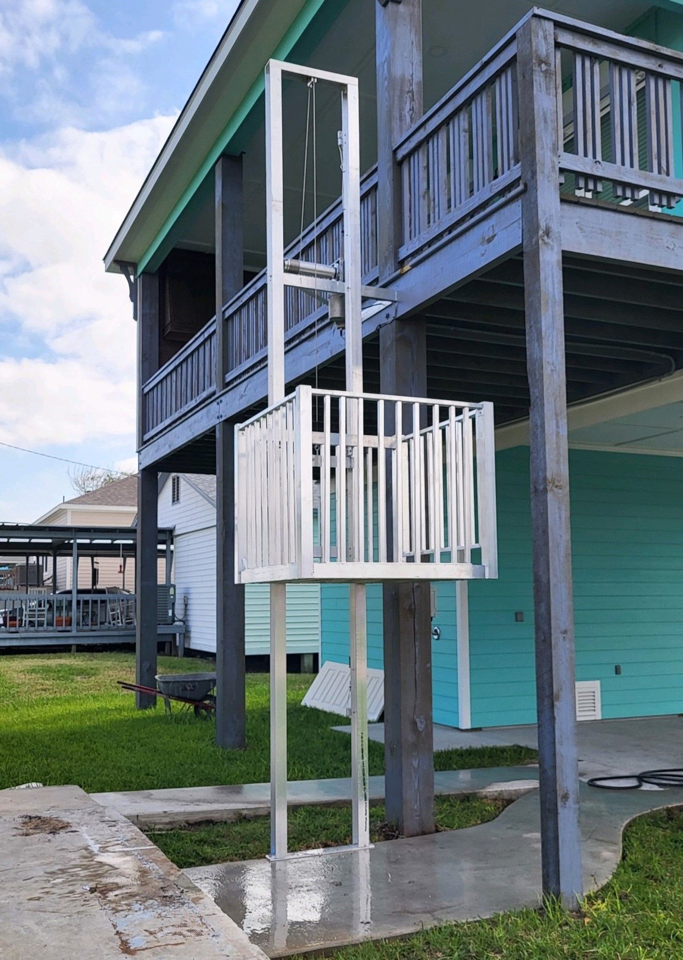 cargo lift installed on a multi-story house