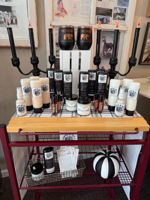 A white table with a bunch of items on it