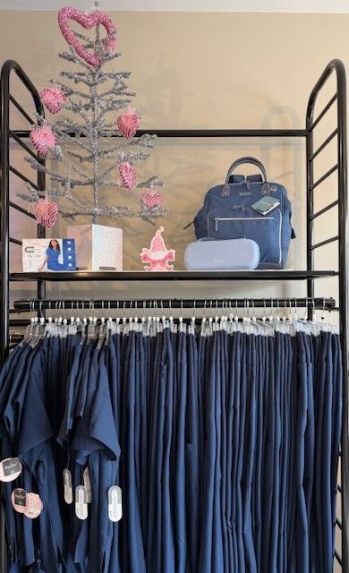 A white table with a bunch of items on it