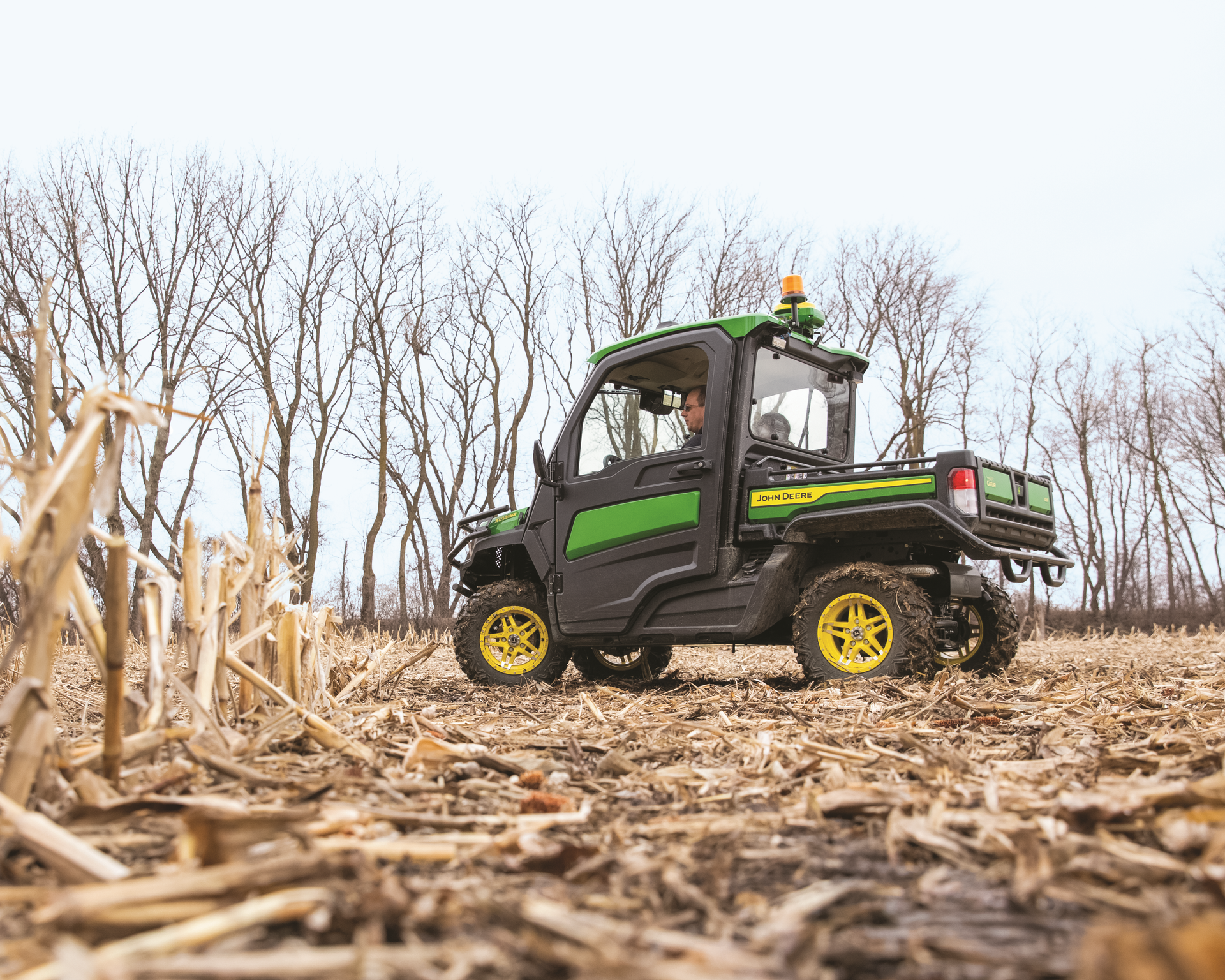 John Deere Gator in corn stalks