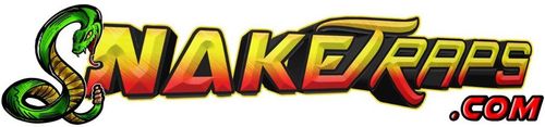 A logo for snaketraps.com with a snake on it