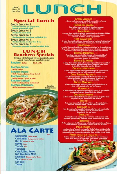 Menu El Jimador Minden LA