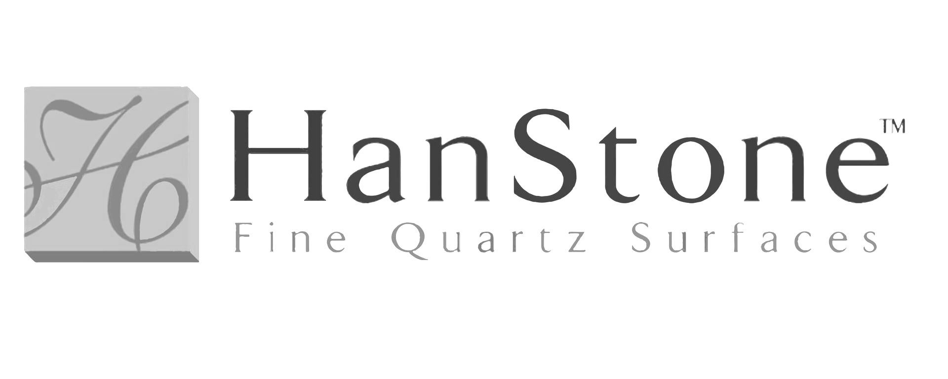 A black and white logo for hanstone fine quartz surfaces