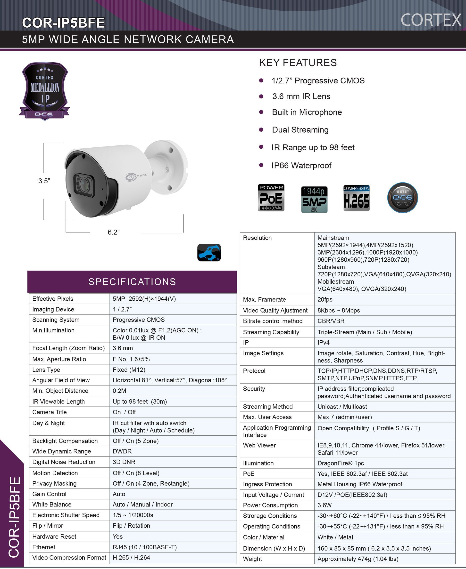 A brochure for a security camera with a picture of a camera on it.