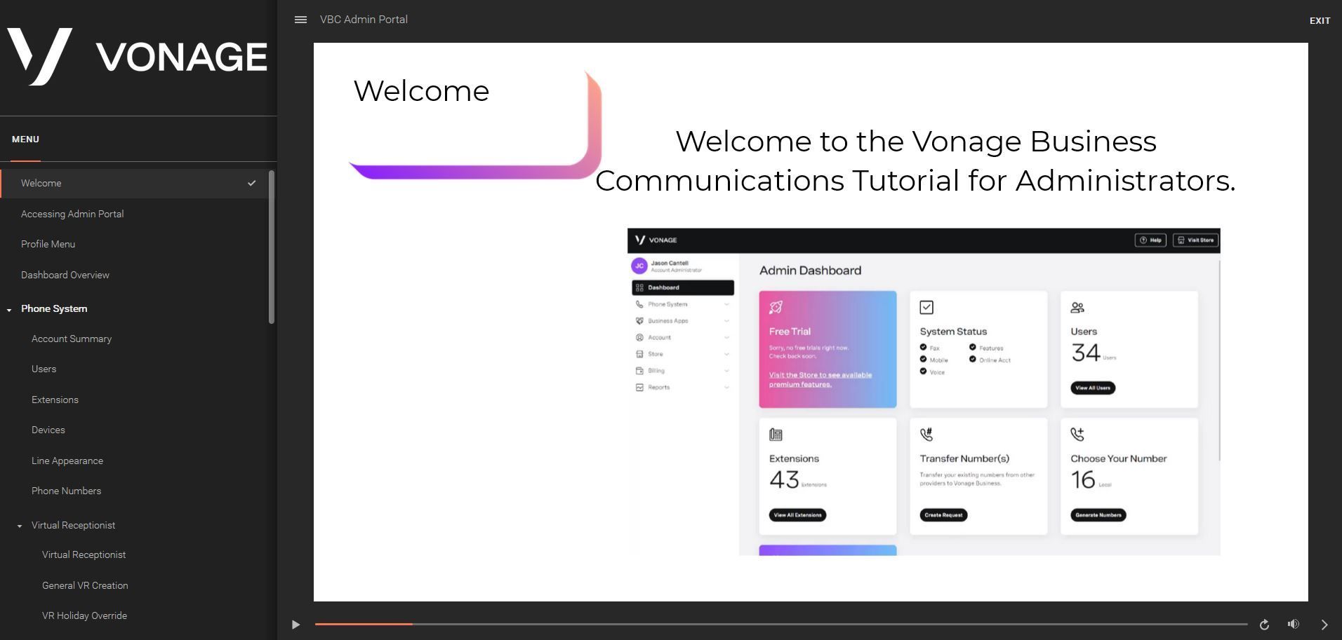 VBC admin portal