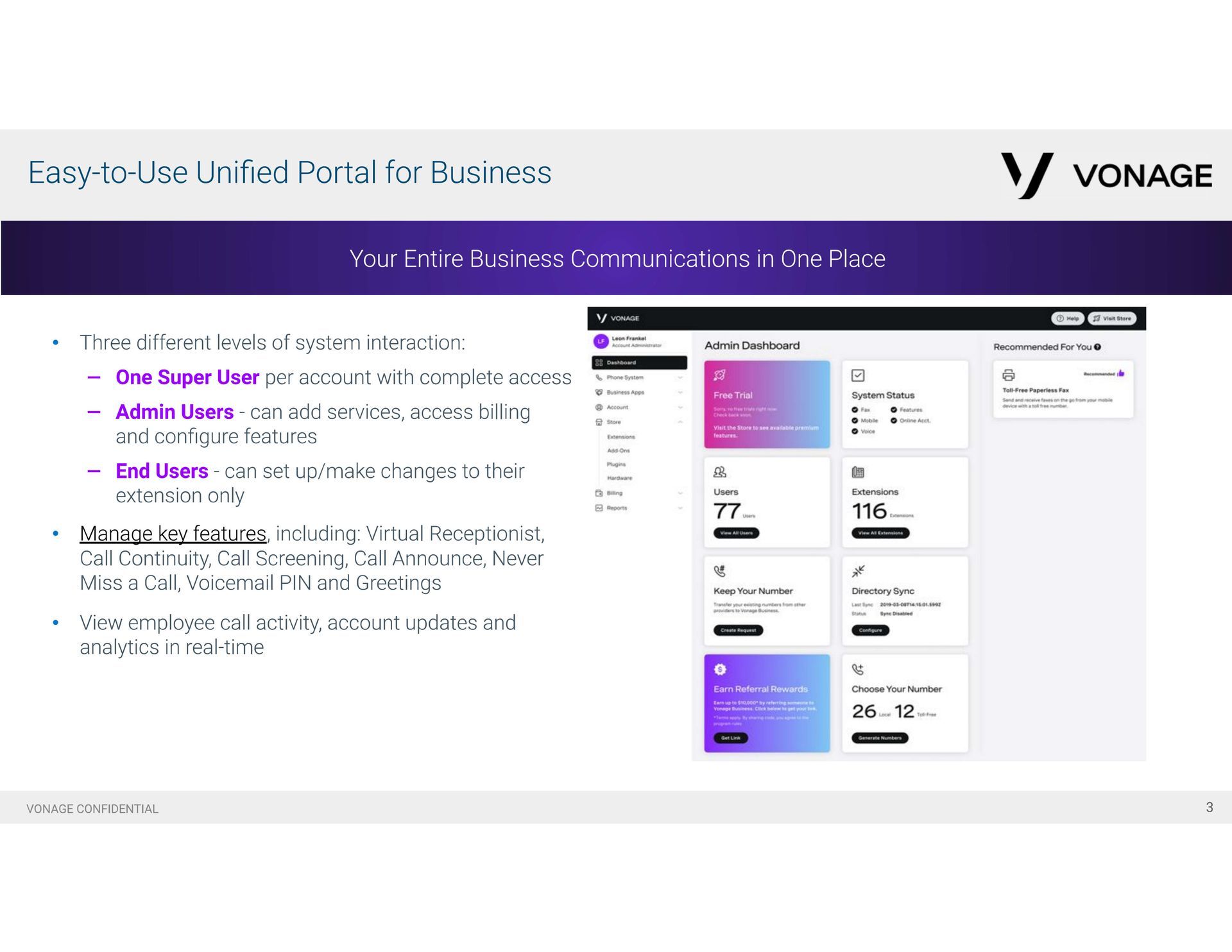 A screenshot of a limited portal for business.