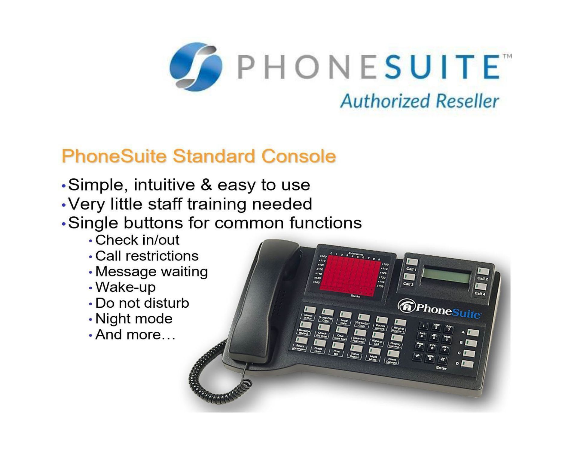 A phone suite standard console is shown on a white background