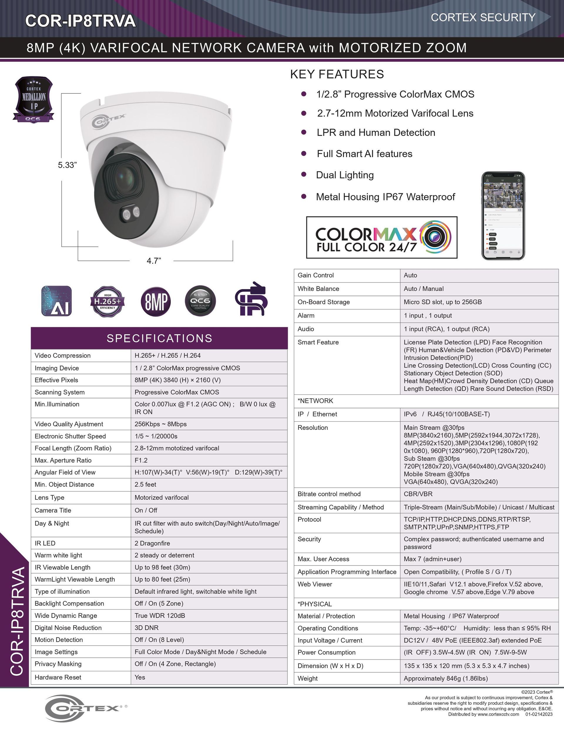 A brochure for a security camera with a picture of a camera on it.