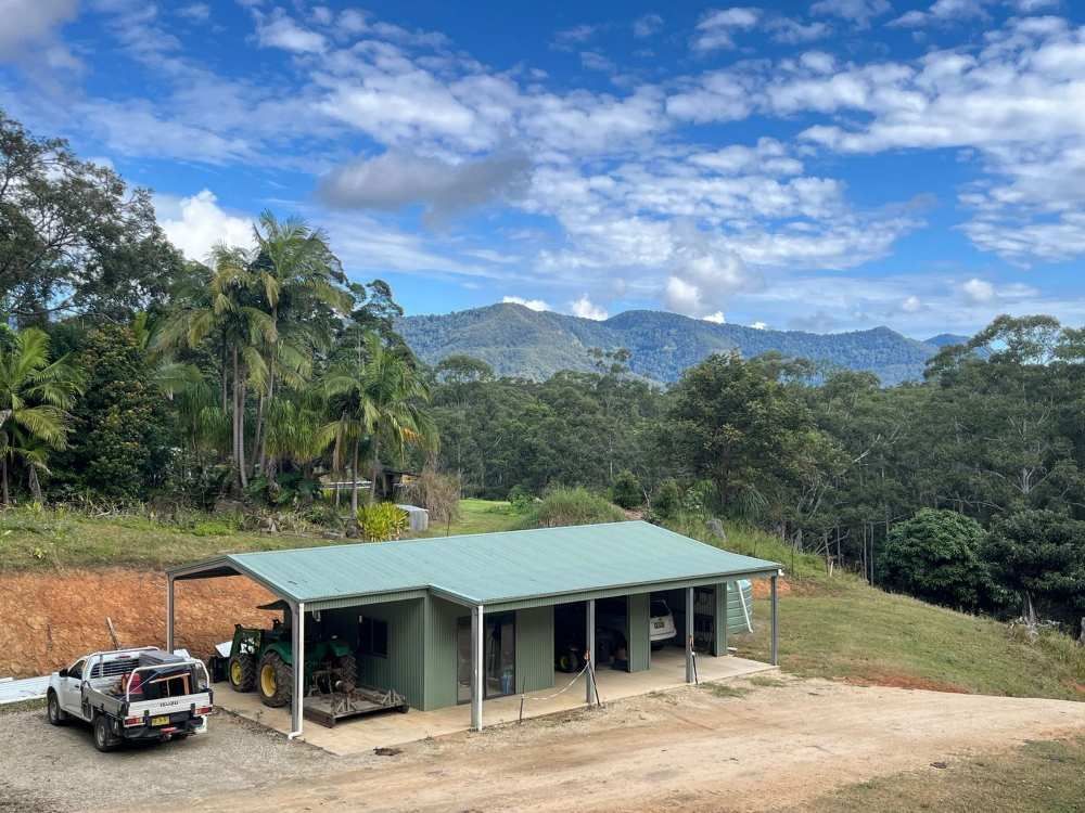 New Shed Garage With Two Doors In Gray Colour — Urbon Sheds in Kingscliff, NSW