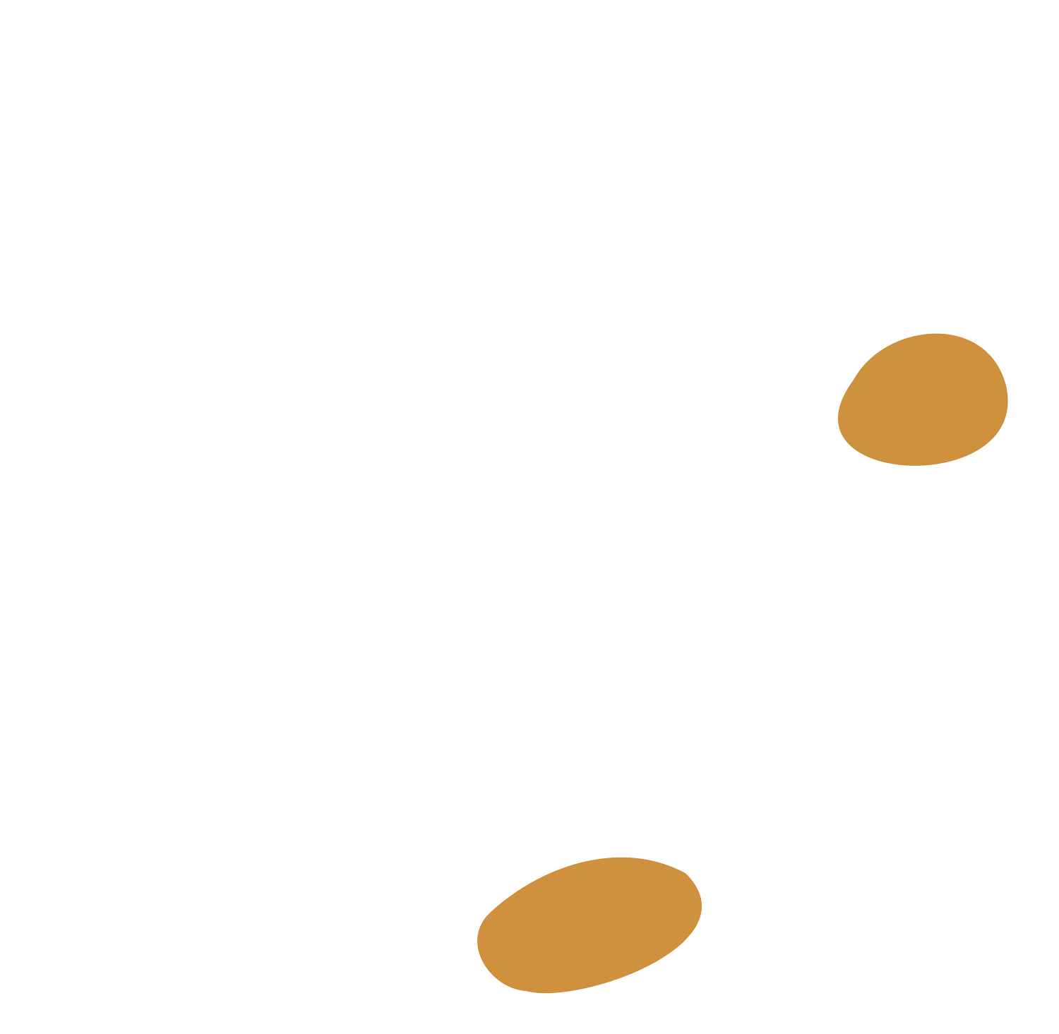 Two brown oval shapes against a white background. Two brown oval shapes against a white background.