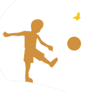 Boy kicking a ball, with a butterfly and the white background.
