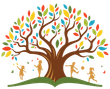 Children playing around a colorful tree, symbolizing growth and learning. Children playing around a colorful tree, symbolizing growth and learning.