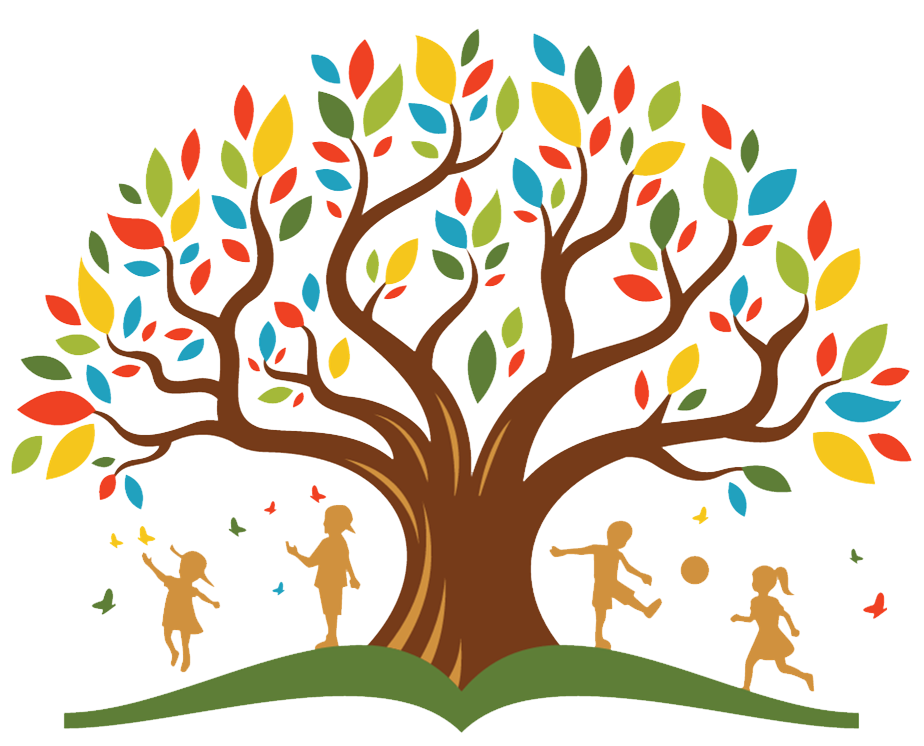 Children playing around a colorful tree, symbolizing growth and learning. Children playing around a colorful tree, symbolizing growth and learning.