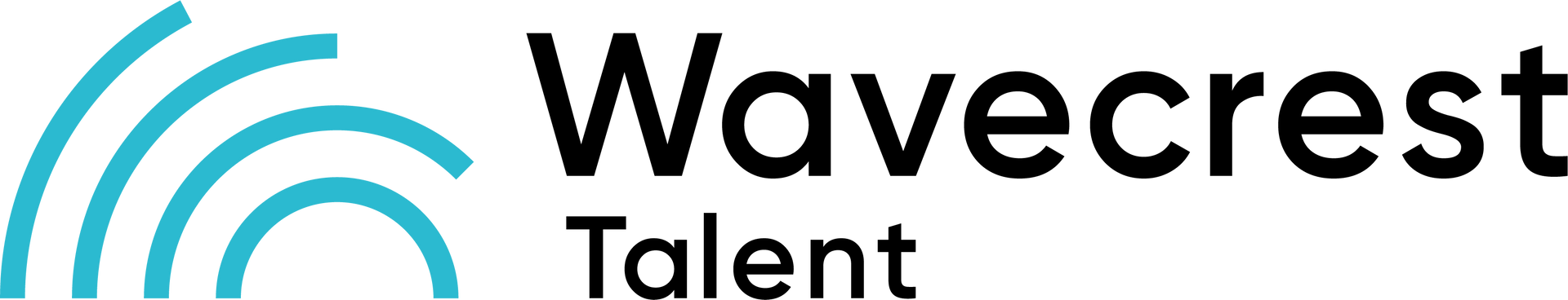 Wavecrest Talent logo. Blue concentric circles with black text