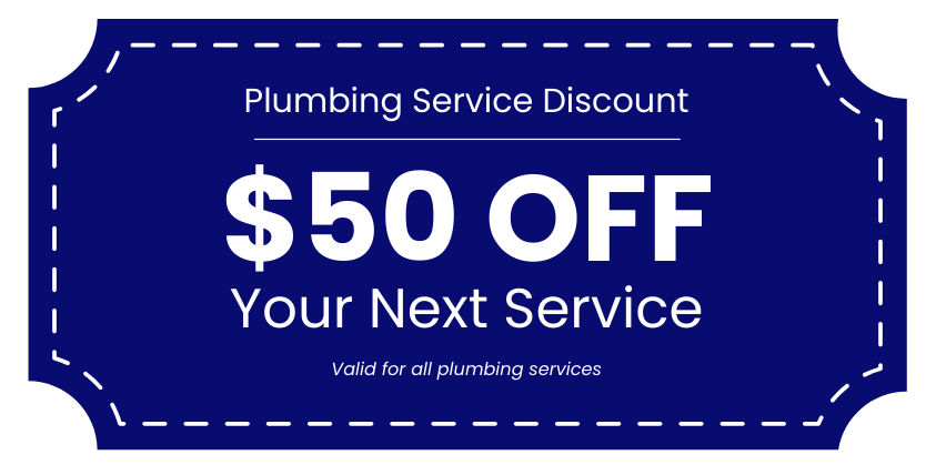 A coupon for a plumbing service discount of $ 50 off your next service.