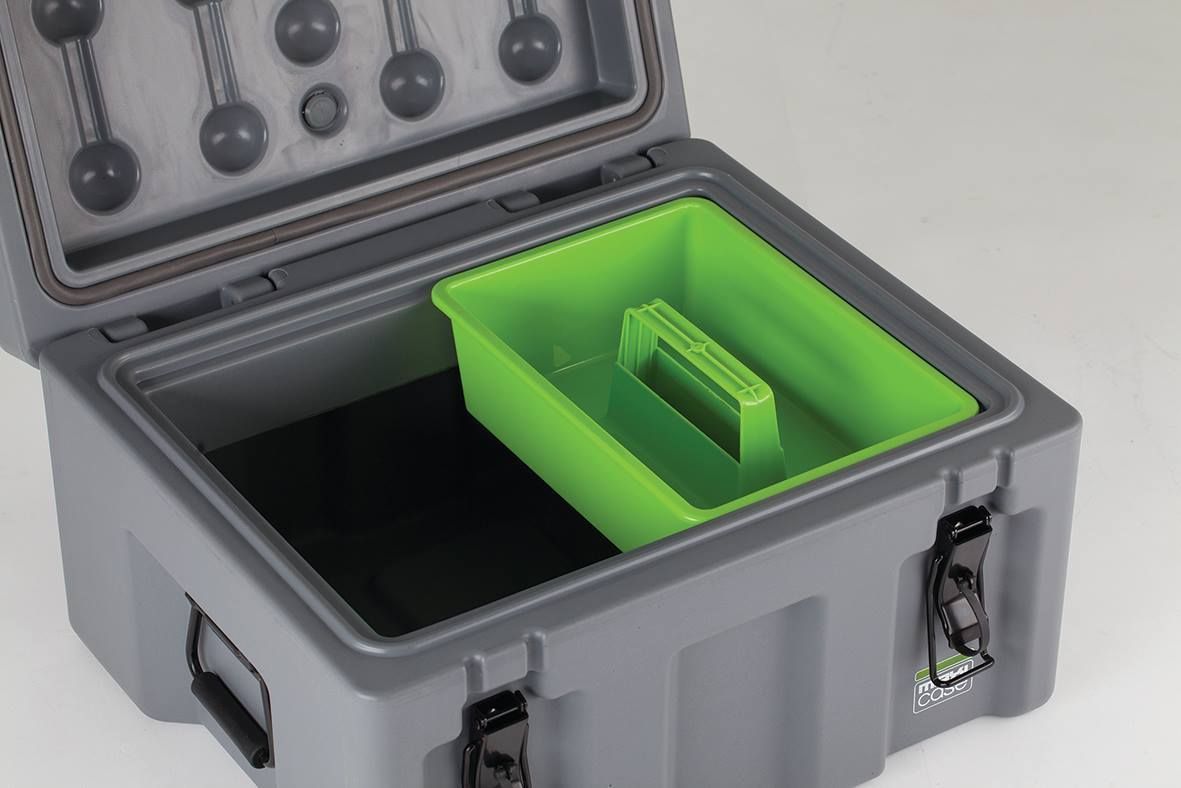 Open Gray Hard Case With a Green Tray Inside — Stay on Track 4X4 Accessories in Gladstone Central, QLD