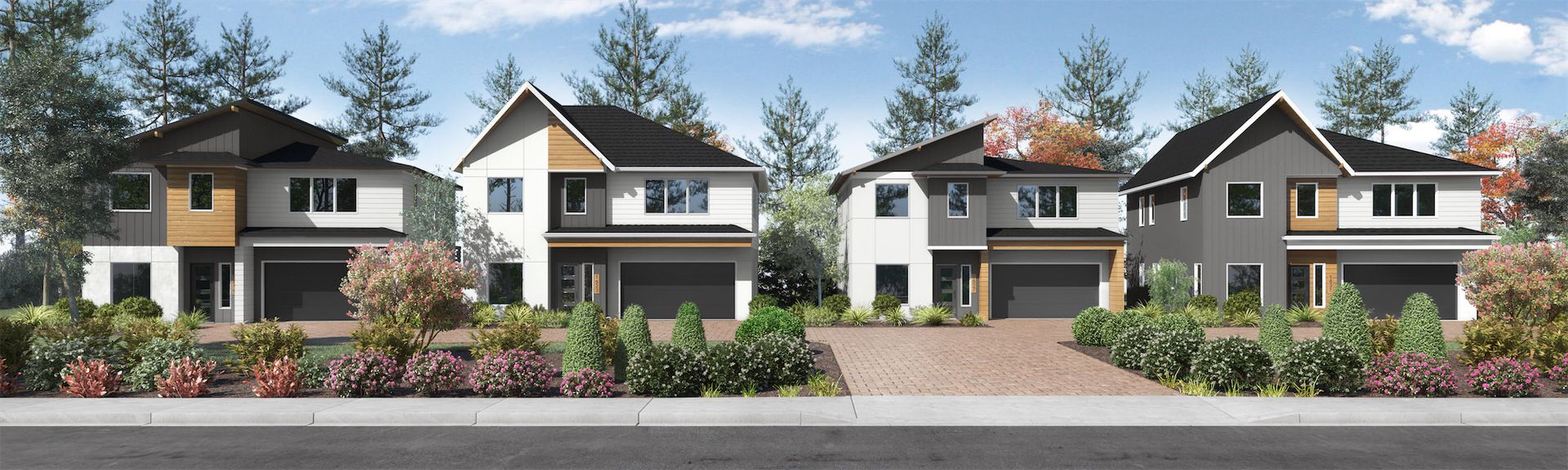 an artist 's impression of a row of houses in a residential area .