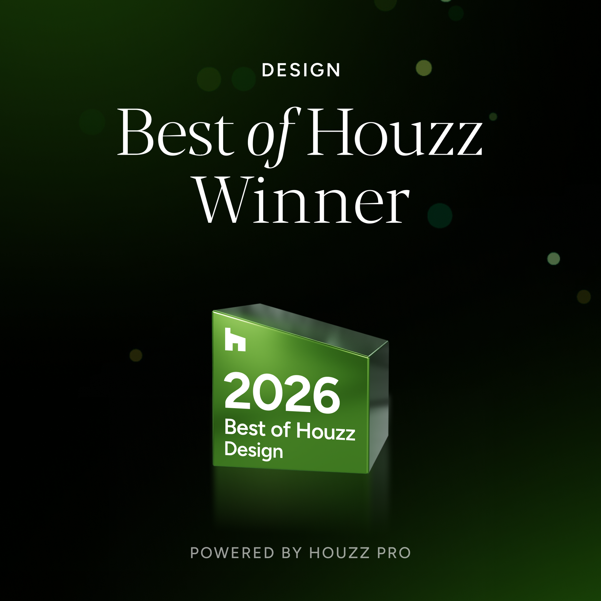 A green box with the words best of houzz winner 2025 on it