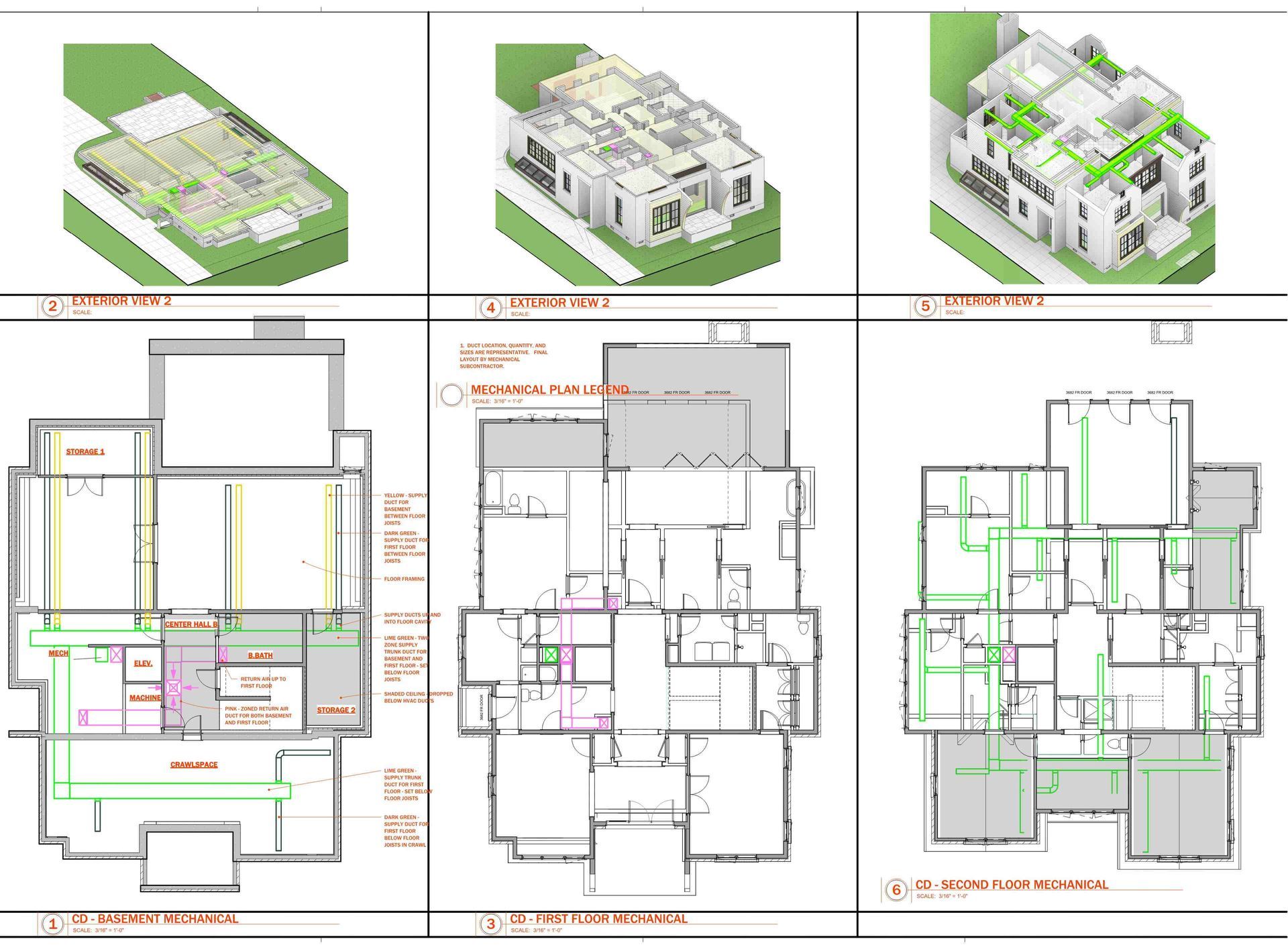 A set of four floor plans of a house.