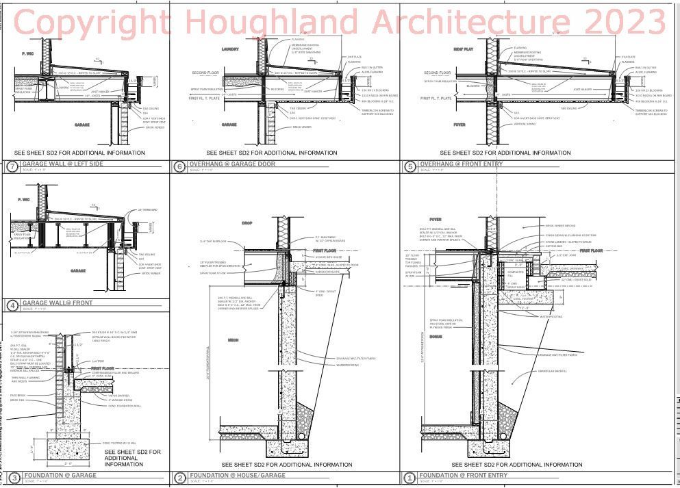 A set of black and white drawings of a building.