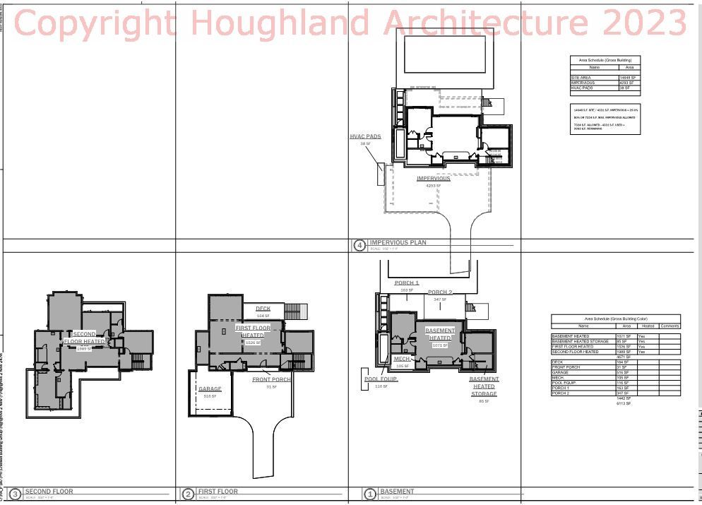 A black and white drawing of a house with the words copyright hughland architecture 2023