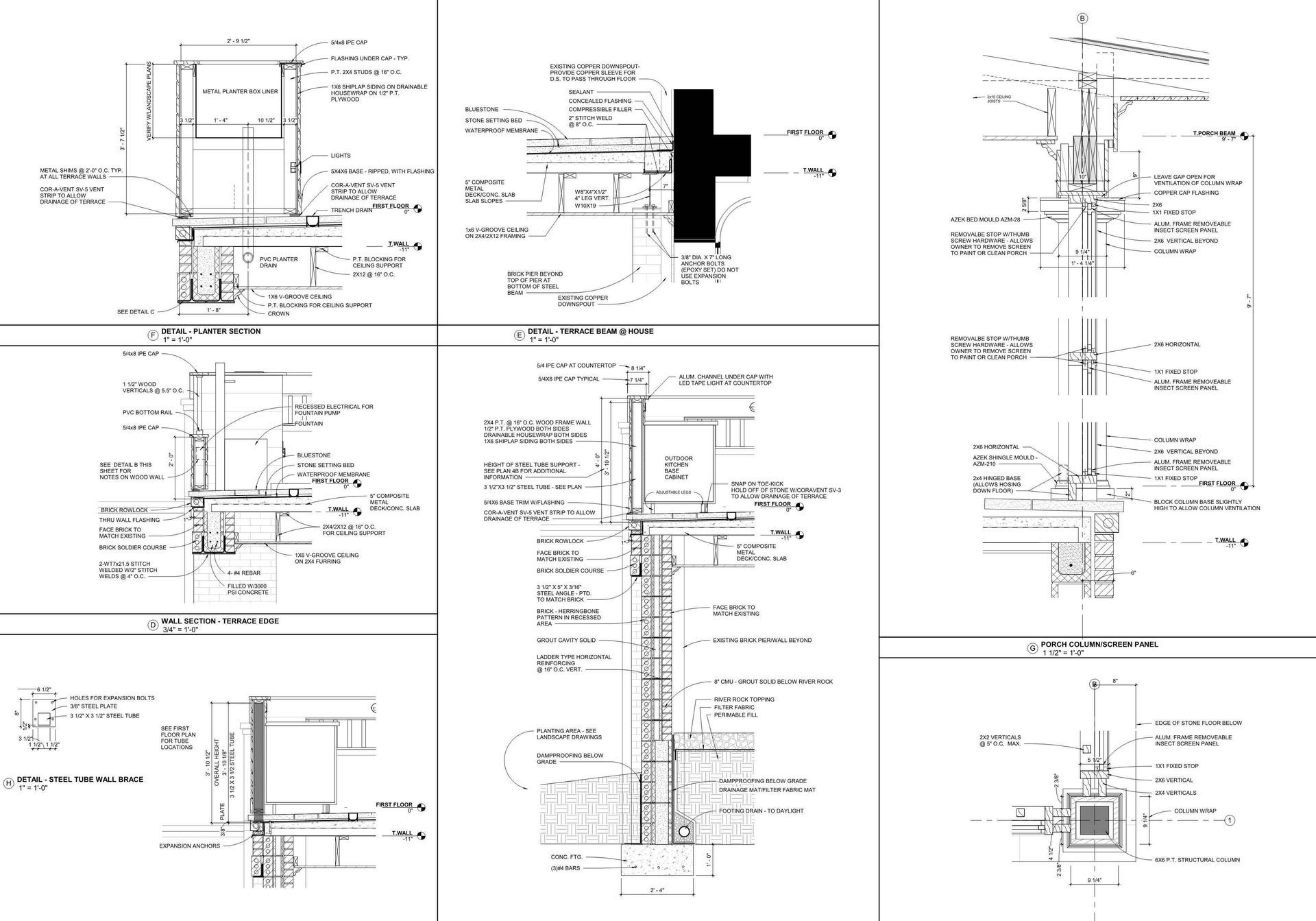 A set of black and white drawings of a building.