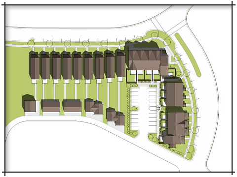 An aerial view of a residential area with lots of houses