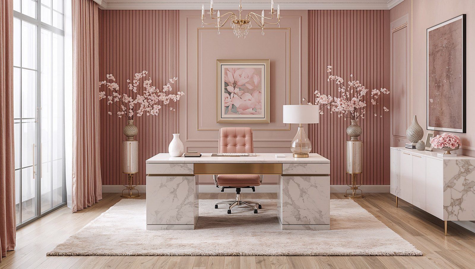 A bathroom with two sinks , two mirrors and a window.