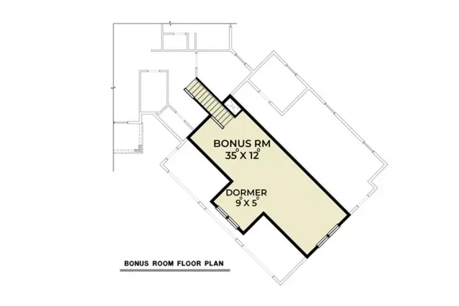 A floor plan of a house with a bonus room