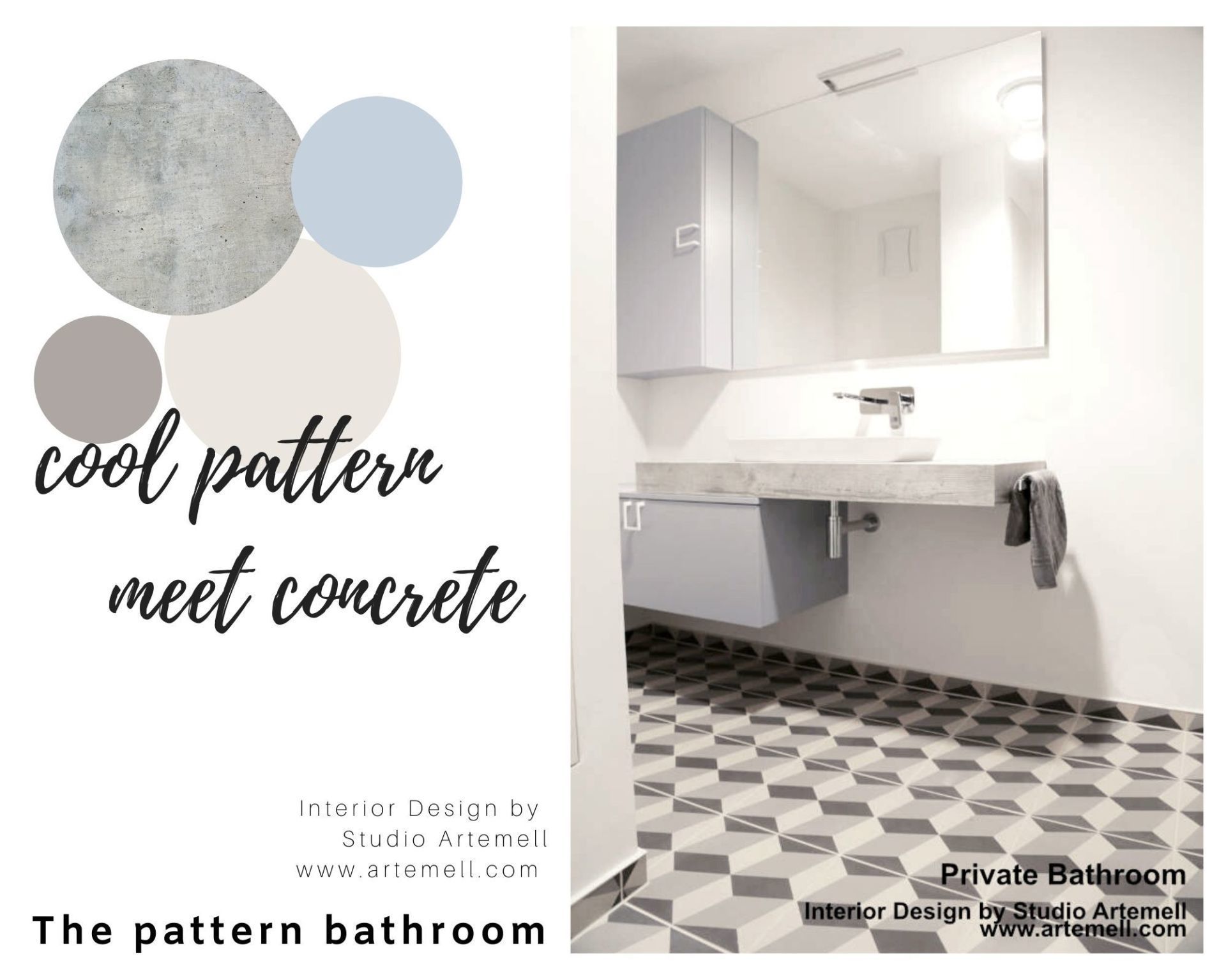 Ein Badezimmer mit Betonboden und Waschbecken.