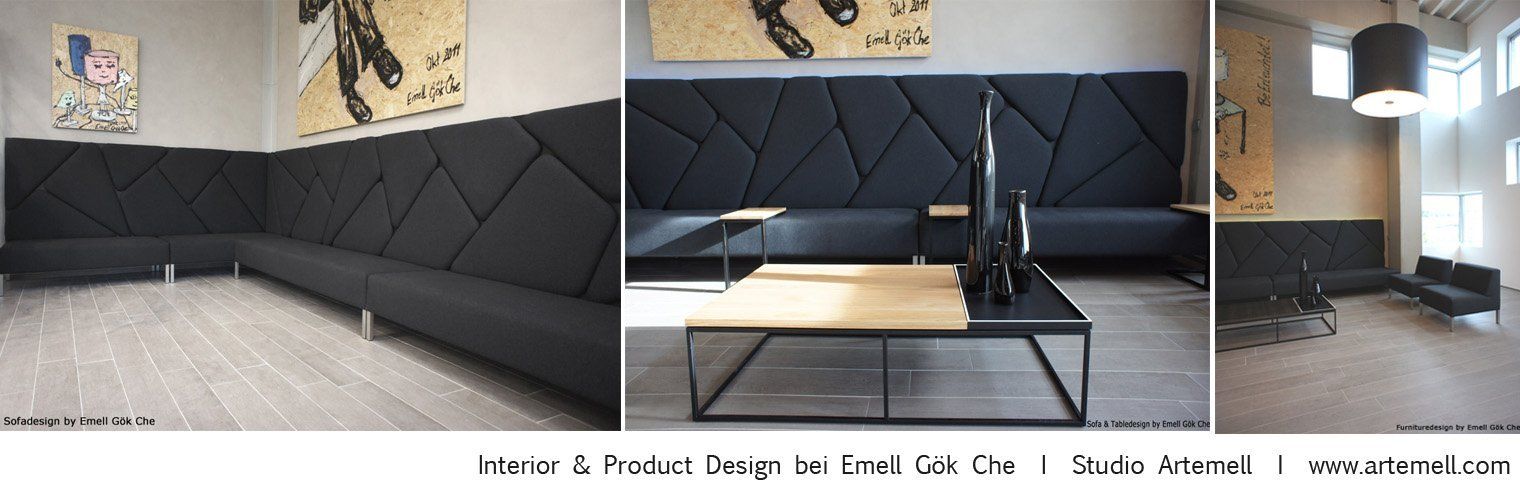 Eine Collage aus drei Bildern eines Wartezimmers