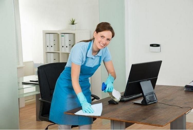 Professional cleaning desk in an office space