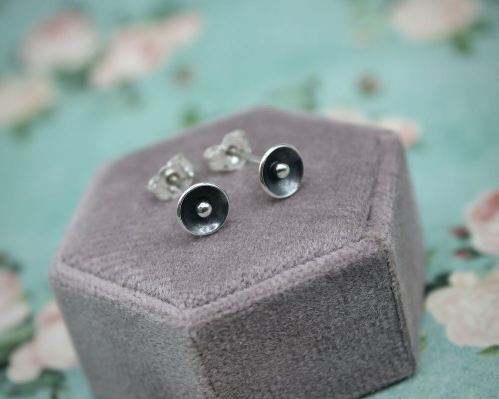 Silver Disc Stud Earrings