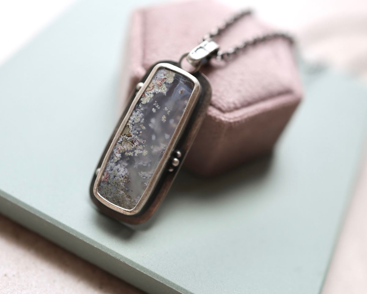 green imperial jasper and silver heart pendant