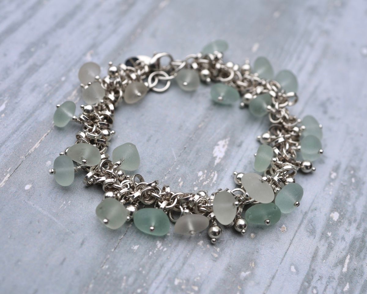 sea glass charm bracelet 