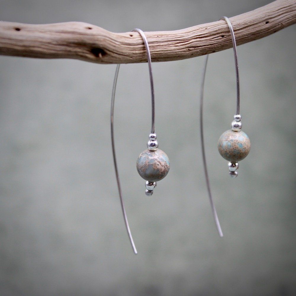 Impression Jasper & Sterling Silver Contemporary Hoop Earrings