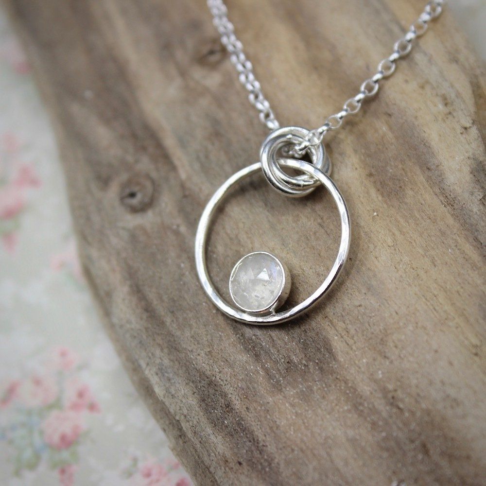 Sterling Silver & Moonstone Pendant Necklace