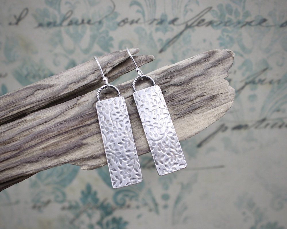 Floral Embossed Sterling Silver Earrings