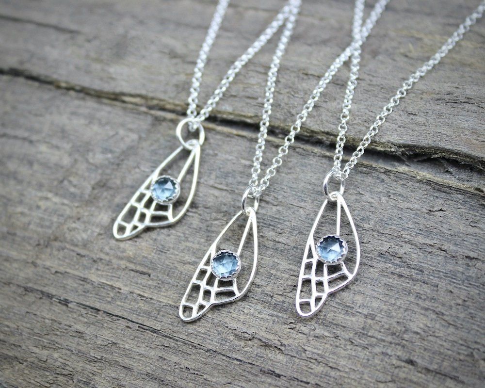 London Blue Topaz Fairy Wing Pendant Necklace