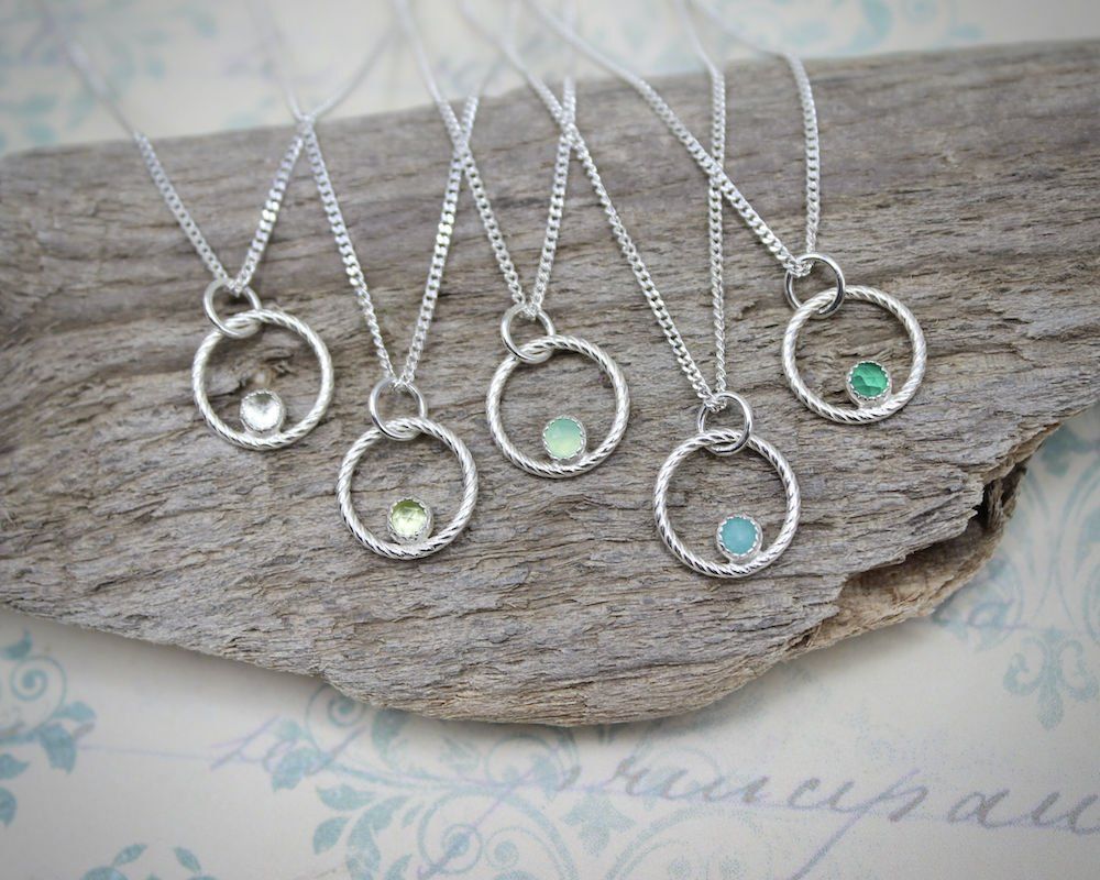 Dainty Green Gemstone Necklace