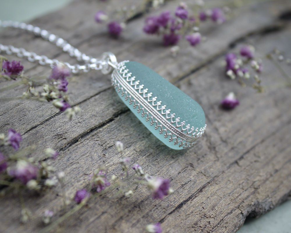 Large Sea Glass Stopper Stem Necklace