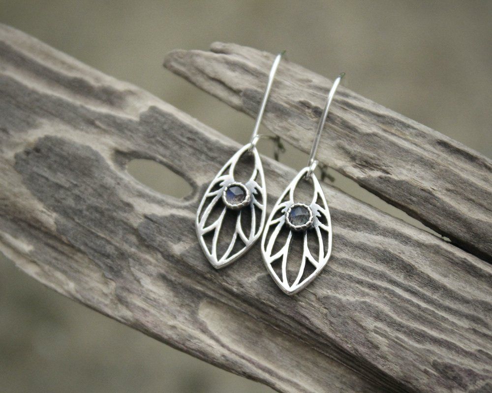 Dainty Silver & Labradorite Drop Earrings