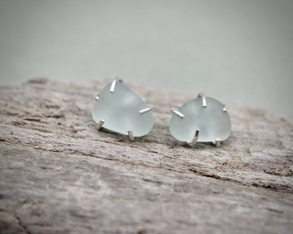 Sea Glass Stud Earrings
