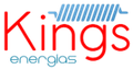 El logotipo de kings energias está en rojo y azul sobre un fondo blanco .