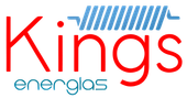un logotipo rojo y azul para kings energias