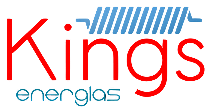 un logotipo rojo y azul para kings energias
