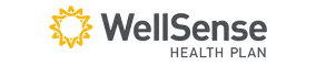 A wellsense health plan logo with a sun on it