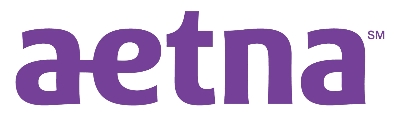 A purple aetna logo on a white background