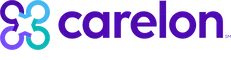 The logo for carelon is purple and blue on a white background.